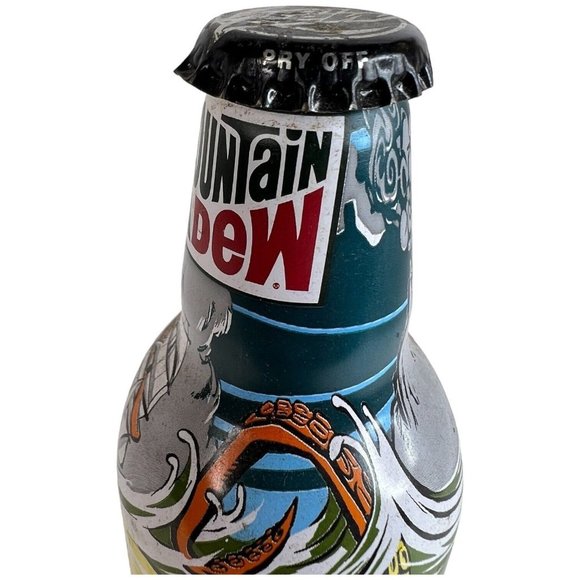 Mountain Dew Bottle Aluminum Octopus Green Label Art Stephen Bliss Empty - Picture 6 of 8